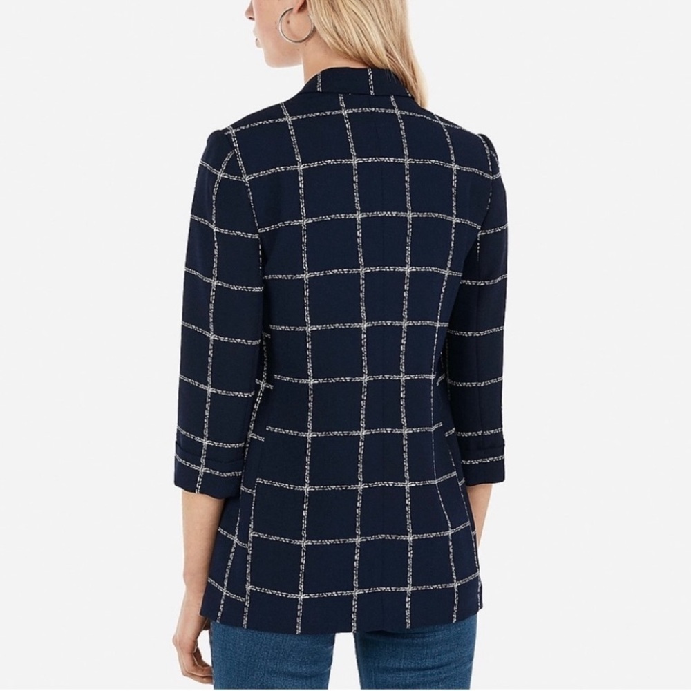 Express Navy and White Checkered Blazer - Picture 5 of 10